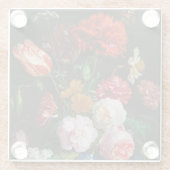 Stilleven met bloemen in een glazen vaas glazen onderzetter (Achterkant)