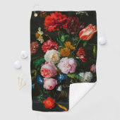 Stilleven met bloemen in een glazen vaas golfhanddoek (Insitu)