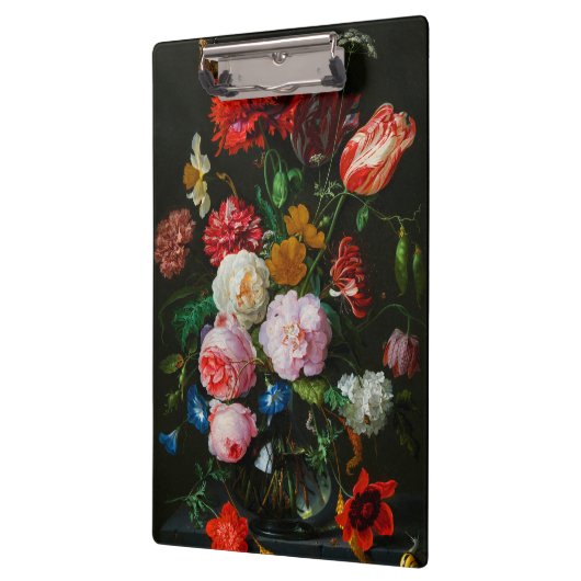 Stilleven met bloemen in een glazen vaas klembord (Links)