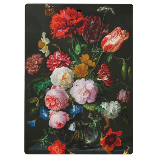 Stilleven met bloemen in een glazen vaas klembord (Achterkant)