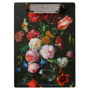 Stilleven met bloemen in een glazen vaas klembord