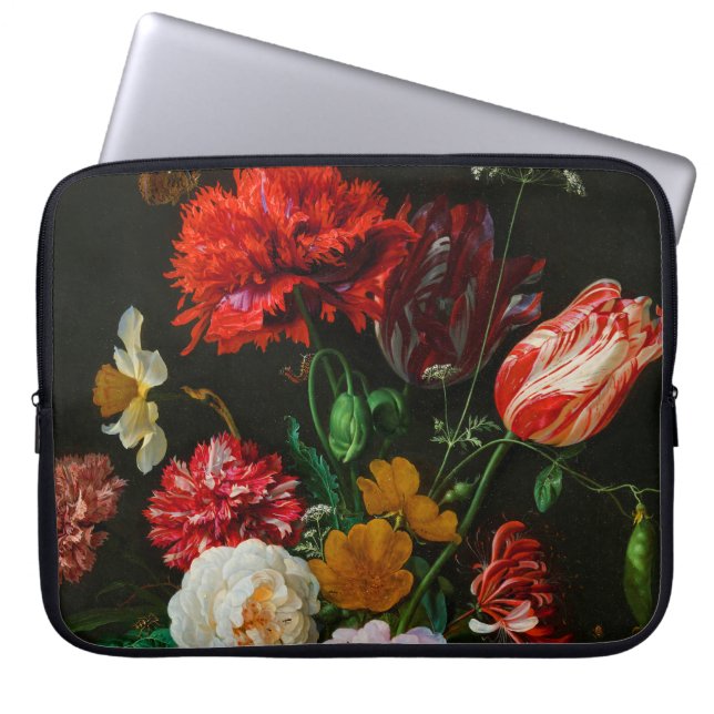 Stilleven met bloemen in een glazen vaas laptop sleeve (Voorkant)
