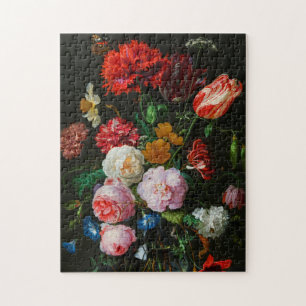 Stilleven met bloemen in een glazen vaas legpuzzel