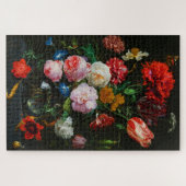 Stilleven met bloemen in een glazen vaas legpuzzel (Horizontaal)