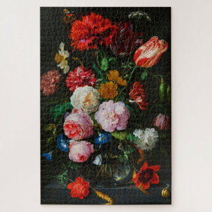 Stilleven met bloemen in een glazen vaas legpuzzel
