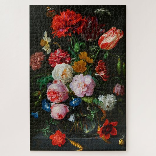Stilleven met bloemen in een glazen vaas legpuzzel (Verticaal)