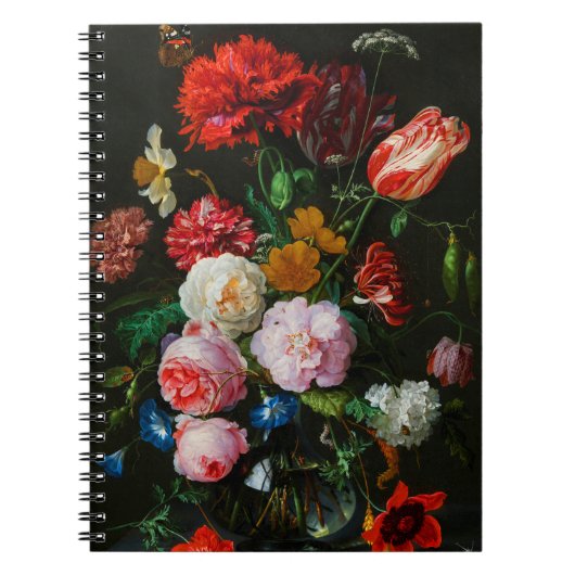 Stilleven met bloemen in een glazen vaas notitieboek (Voorkant)
