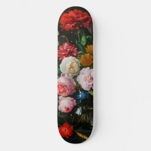 Stilleven met bloemen in een glazen vaas persoonlijk skateboard