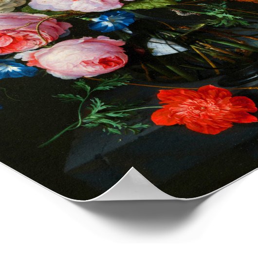 Stilleven met bloemen in een glazen vaas poster (Hoek)