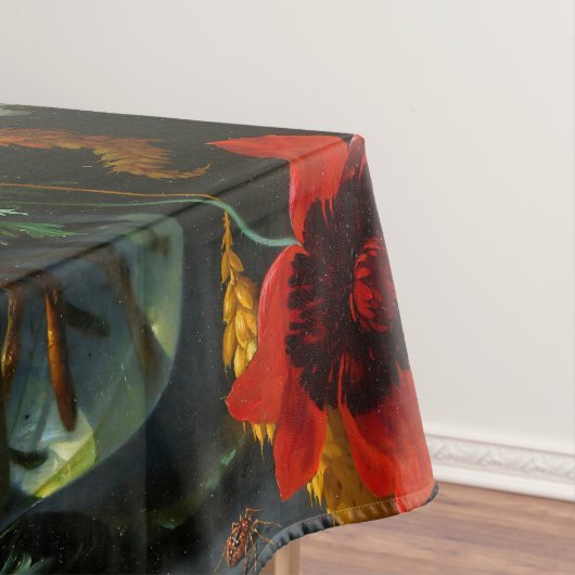 Stilleven met bloemen in een glazen vaas tafelkleed (Voorbeeld)