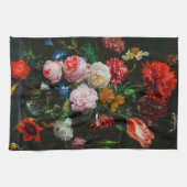 Stilleven met bloemen in een glazen vaas theedoek (Horizontaal)