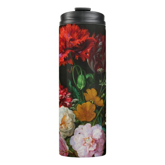 Stilleven met bloemen in een glazen vaas thermosbeker (Voorkant)