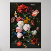 Stilleven met bloemen in een glazen vaas van Heem Poster (Voorkant)