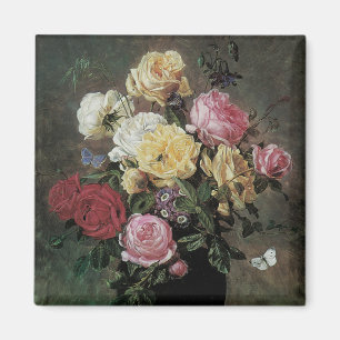Stilleven met bloemen in vaas door Olaf Hermansen Magneet