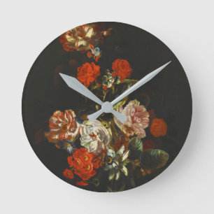 stilleven met bloemen ronde klok