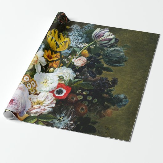 Stilleven met bloemen schilderen cadeaupapier (Uitgerold)