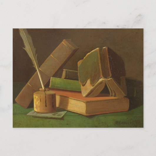 Stilleven met boeken en inkt goed briefkaart (Voorkant)