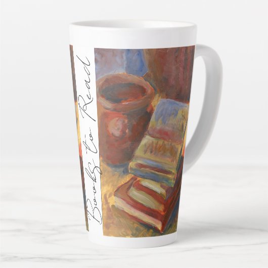 Stilleven met boeken om te lezen Schilderen Latte Mok (Rechterhoek)
