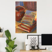 Stilleven met boeken om te lezen Schilderen Poster (Thuiskantoor)