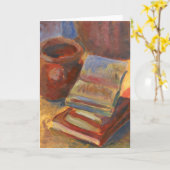 Stilleven met boeken schilderen kaart (Gele Bloem)