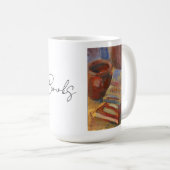 Stilleven met boeken schilderen koffiemok (Voorkant rechts)