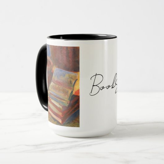 Stilleven met boeken schilderen mok (Voorkant links)