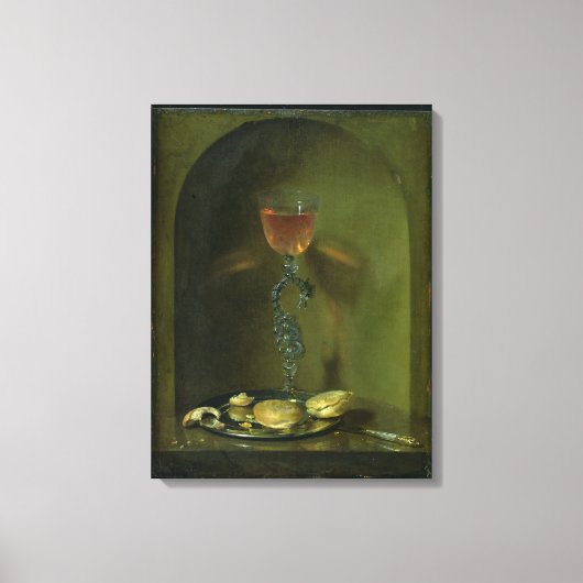 Stilleven met brood en wijnglas canvas afdruk (Voorkant)