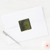 Stilleven met brood en wijnglas vierkante sticker (Envelop)