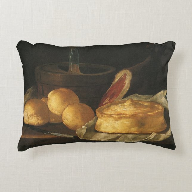 Stilleven met broodtaart en ham, Giuseppe Recco Accent Kussen (Voorkant)