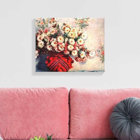 Stilleven met Chrysanten door Claude Monet Canvas Afdruk (Insitu (Woonkamer))