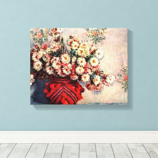 Stilleven met Chrysanten door Claude Monet Canvas Afdruk (Insitu (Houten vloer))
