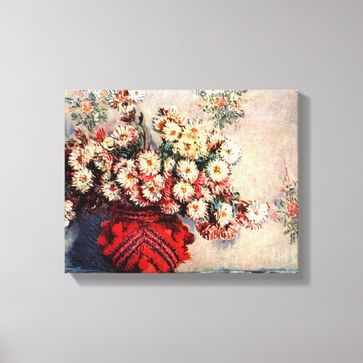 Stilleven met Chrysanten van Claude Monet Canvas Afdruk (Voorkant)