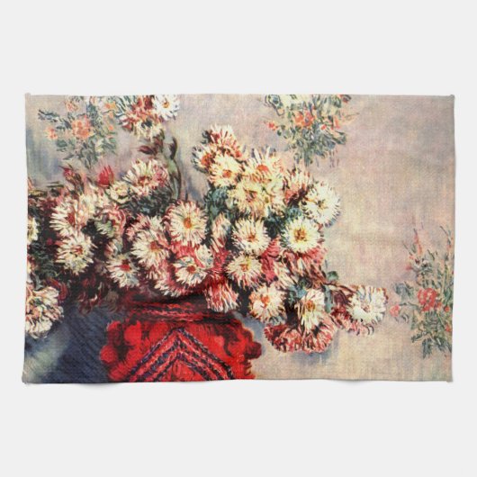 Stilleven met chrysanten van Claude Monet Theedoek (Horizontaal)