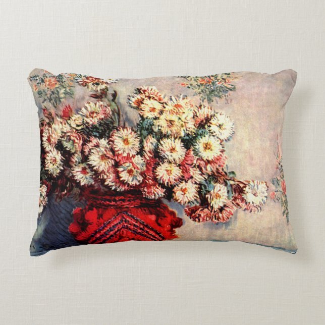 Stilleven met Chrysanthemums van Claude Monet Decoratief Kussen (Voorkant)