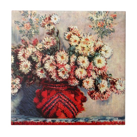 Stilleven met Chrysanthemums van Claude Monet Tegeltje (Voorkant)