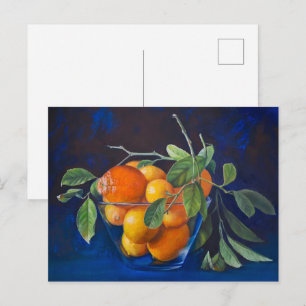Stilleven met citroenen en oranjetak briefkaart