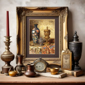 Stilleven met cloisonnévaas, poster