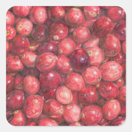 Stilleven met cranberries vierkante sticker (Voorkant)
