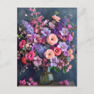 Stilleven met Delphiniums en Ranunculus Briefkaart