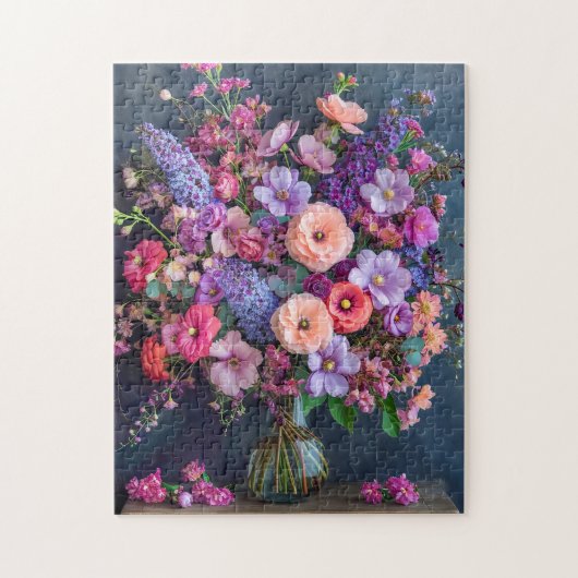 Stilleven met Delphiniums en Ranunculus Legpuzzel (Verticaal)