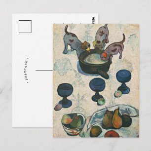 Stilleven met drie puppy's Paul Gauguin Briefkaart