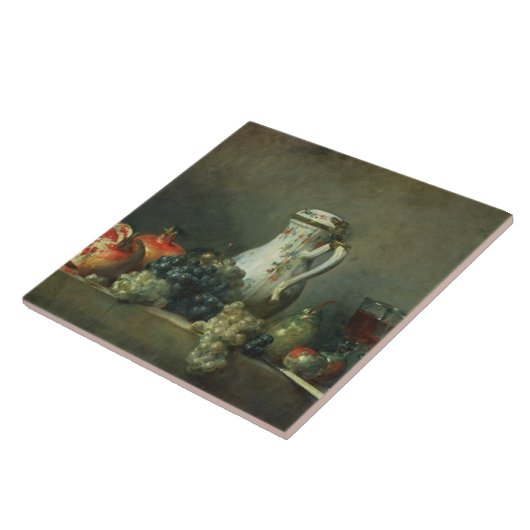 Stilleven met druiven en Pomegranaten, 1763 (olie) Tegeltje (Zijkant)