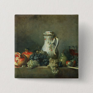 Stilleven met druiven en Pomegranaten, 1763 (olie) Vierkante Button 5,1 Cm
