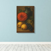 Stilleven met druiven, kweeperen en Dahlia Canvas Afdruk (Insitu (Houten vloer))