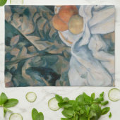  stilleven met een gordijn van Paul Cezanne Theedoek (Gevouwen)