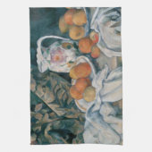  stilleven met een gordijn van Paul Cezanne Theedoek (Verticaal)