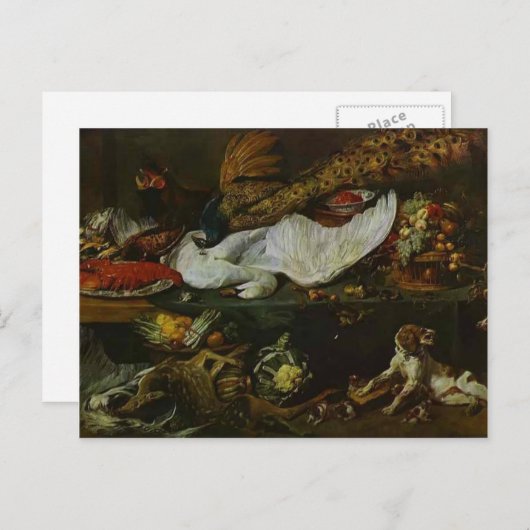 Stilleven met een hond en Puppies van Frans Snyder Briefkaart (Voorkant / Achterkant)