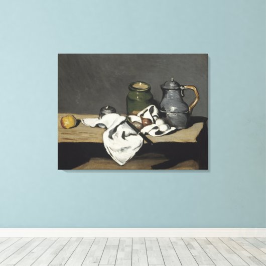  stilleven met een ketel van Paul Cezanne Canvas Afdruk (Insitu (Houten vloer))