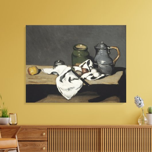 stilleven met een ketel van Paul Cezanne Canvas Afdruk (Insitu (Woonkamer))