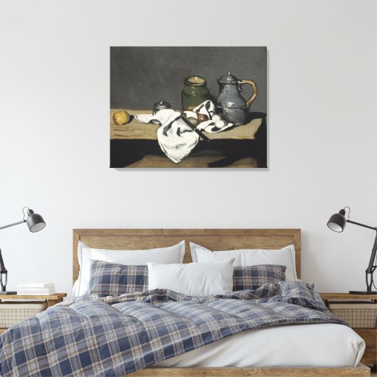 stilleven met een ketel van Paul Cezanne Canvas Afdruk (Insitu (Slaapkamer))